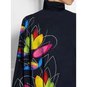 Chic Black Floral top with Vibrant Accents